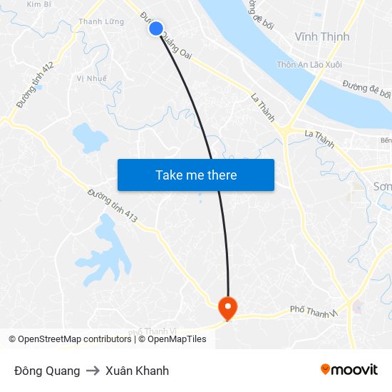 Đông Quang to Xuân Khanh map
