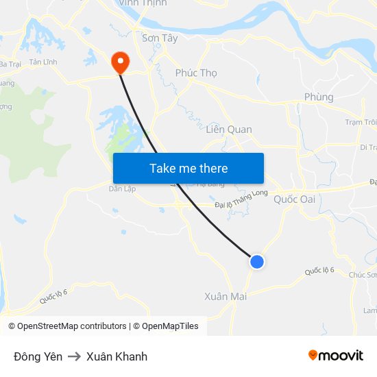 Đông Yên to Xuân Khanh map