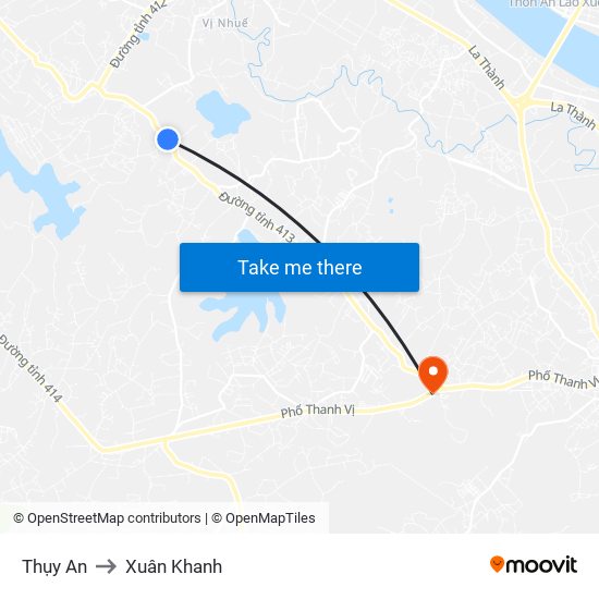Thụy An to Xuân Khanh map