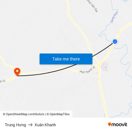 Trung Hưng to Xuân Khanh map