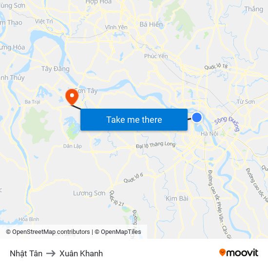 Nhật Tân to Xuân Khanh map