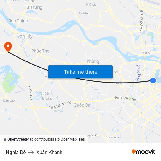 Nghĩa Đô to Xuân Khanh map