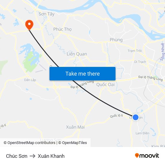 Chúc Sơn to Xuân Khanh map