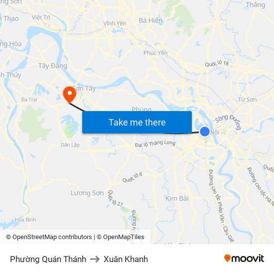 Phường Quán Thánh to Xuân Khanh map