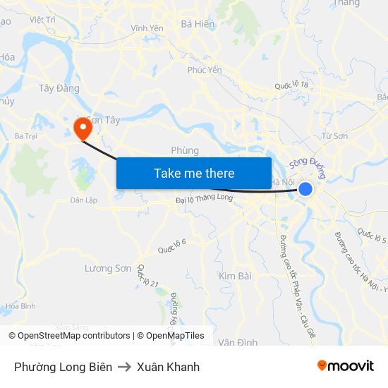Phường Long Biên to Xuân Khanh map