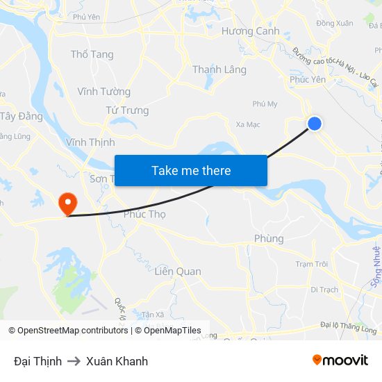 Đại Thịnh to Xuân Khanh map