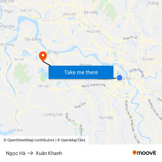 Ngọc Hà to Xuân Khanh map