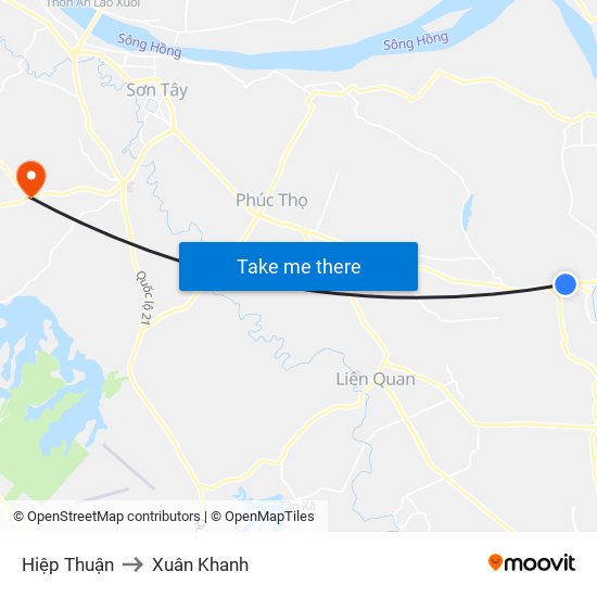 Hiệp Thuận to Xuân Khanh map