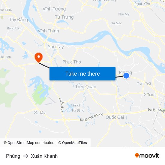 Phùng to Xuân Khanh map