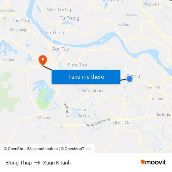 Đồng Tháp to Xuân Khanh map