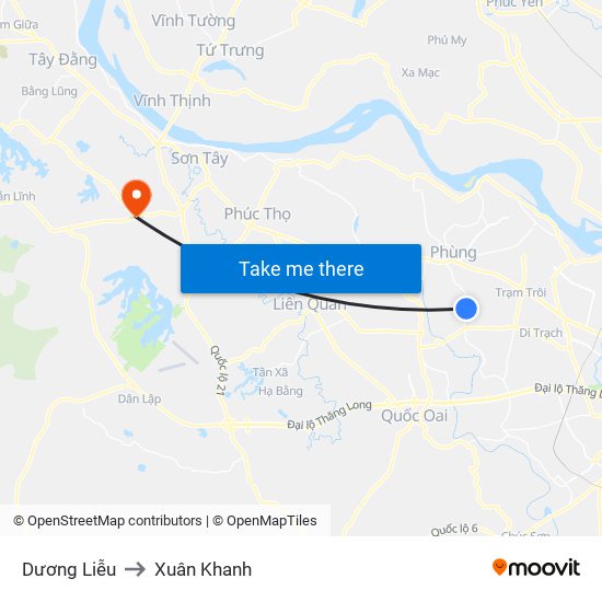 Dương Liễu to Xuân Khanh map