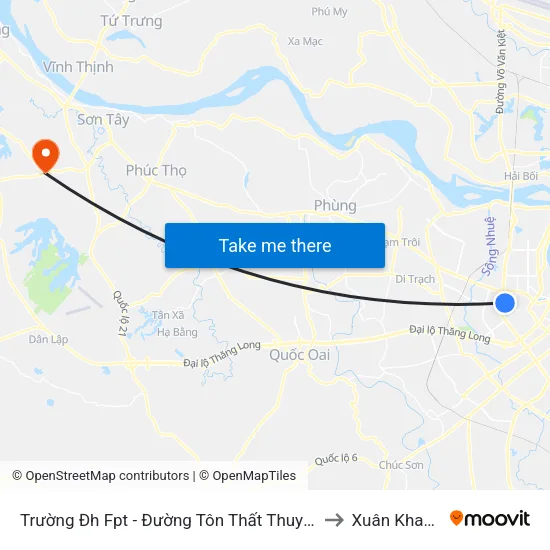 Trường Đh Fpt - Đường Tôn Thất Thuyết to Xuân Khanh map