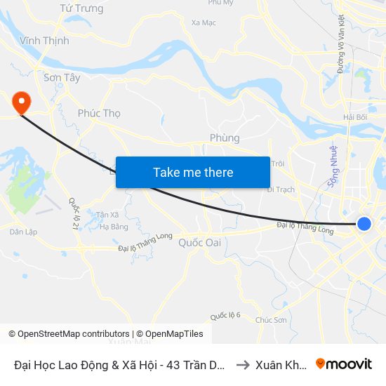 Đại Học Lao Động & Xã Hội - 43 Trần Duy Hưng to Xuân Khanh map