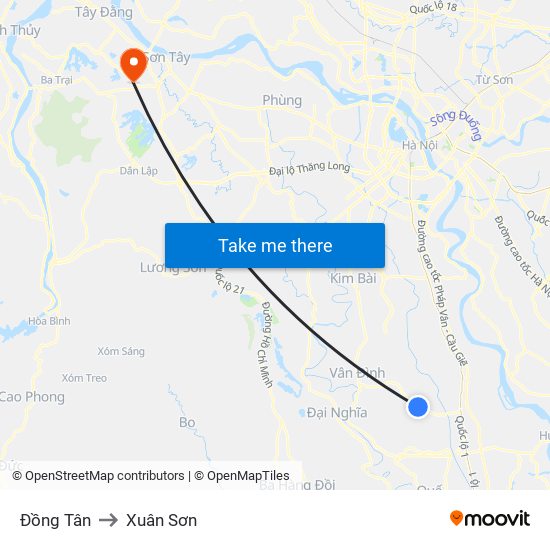 Đồng Tân to Xuân Sơn map