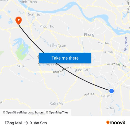 Đồng Mai to Xuân Sơn map