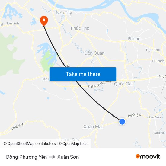 Đông Phương Yên to Xuân Sơn map