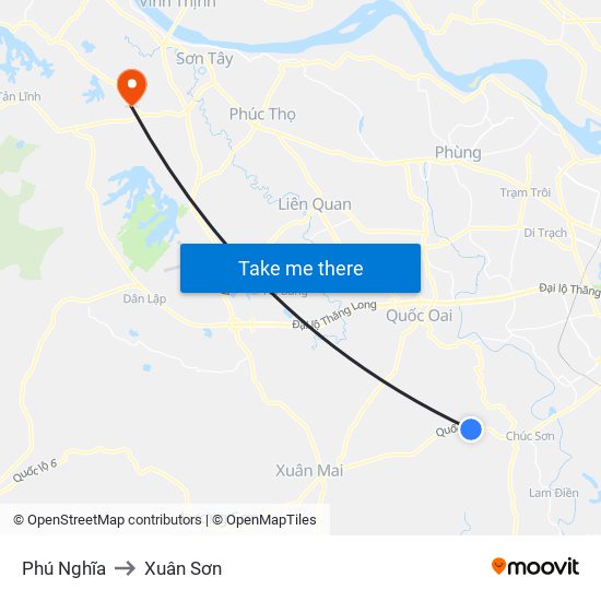 Phú Nghĩa to Xuân Sơn map