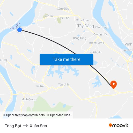 Tòng Bạt to Xuân Sơn map