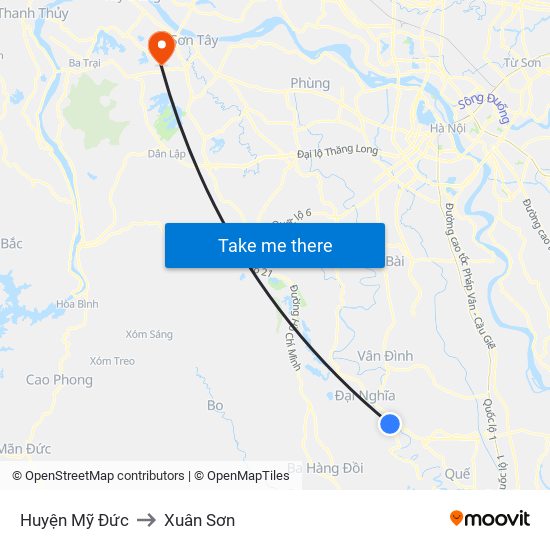 Huyện Mỹ Đức to Xuân Sơn map