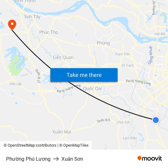 Phường Phú Lương to Xuân Sơn map