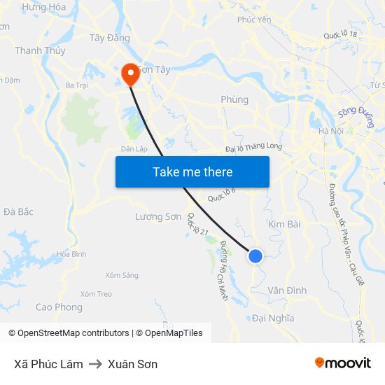 Xã Phúc Lâm to Xuân Sơn map