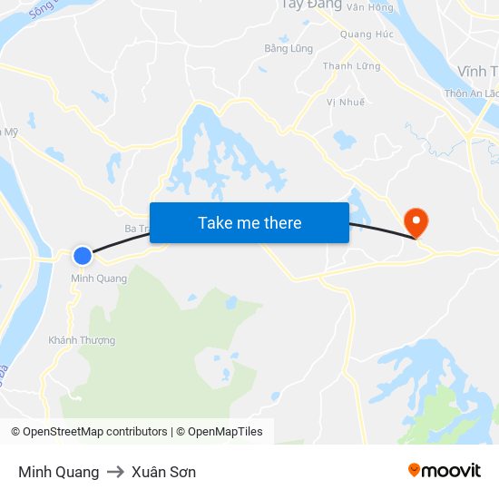 Minh Quang to Xuân Sơn map