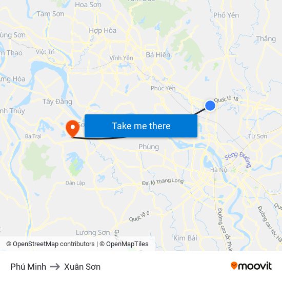 Phú Minh to Xuân Sơn map