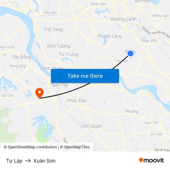 Tự Lập to Xuân Sơn map