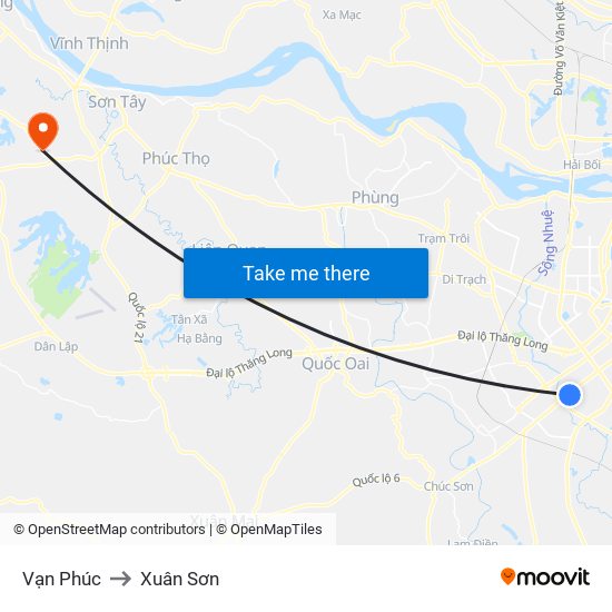 Vạn Phúc to Xuân Sơn map