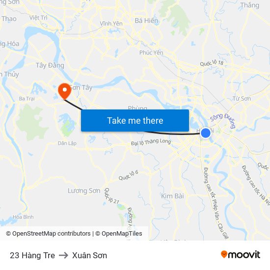 23 Hàng Tre to Xuân Sơn map