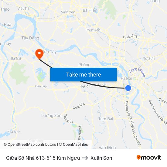 Giữa Số Nhà 613-615 Kim Ngưu to Xuân Sơn map