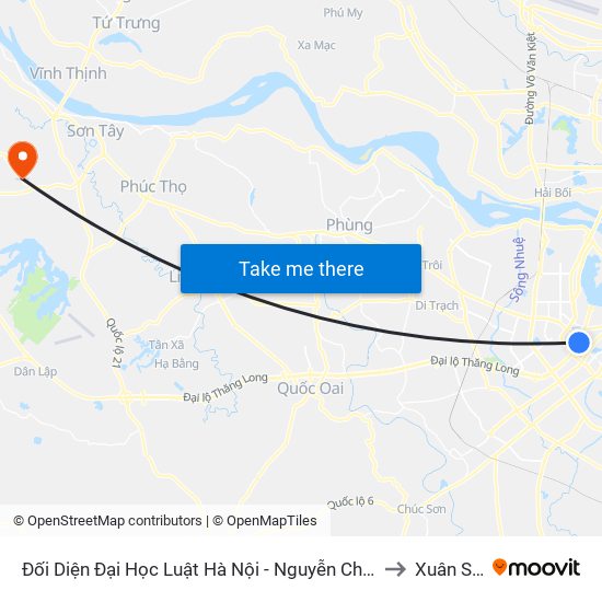 Đối Diện Đại Học Luật Hà Nội - Nguyễn Chí Thanh to Xuân Sơn map