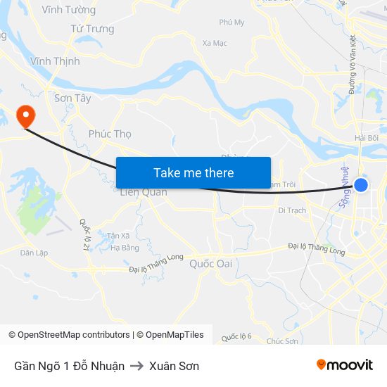 Gần Ngõ 1 Đỗ Nhuận to Xuân Sơn map