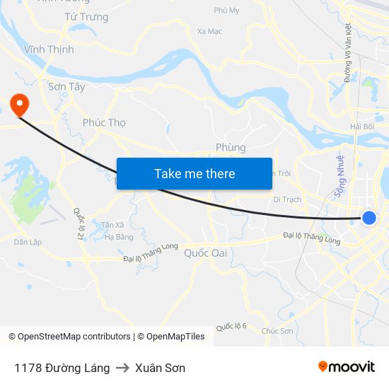 1178 Đường Láng to Xuân Sơn map