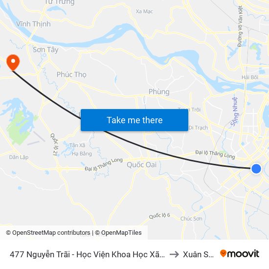 477 Nguyễn Trãi - Học Viện Khoa Học Xã Hội to Xuân Sơn map