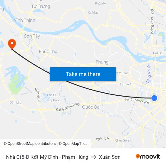 Nhà Ct5-D Kđt Mỹ Đình - Phạm Hùng to Xuân Sơn map