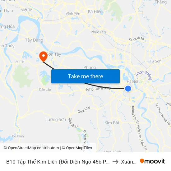 B10 Tập Thể Kim Liên (Đối Diện Ngõ 46b Phạm Ngọc Thạch) to Xuân Sơn map