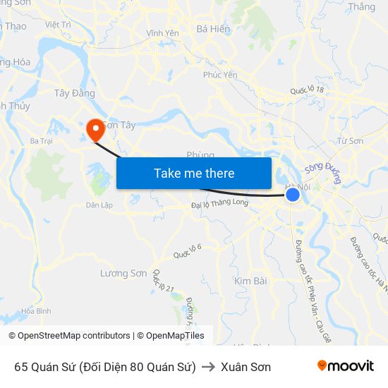 65 Quán Sứ (Đối Diện 80 Quán Sứ) to Xuân Sơn map