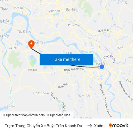 Trạm Trung Chuyển Xe Buýt Trần Khánh Dư (Khu Đón Khách) to Xuân Sơn map