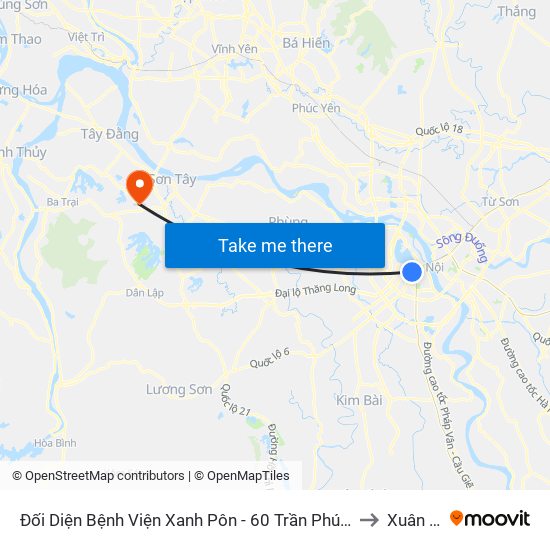 Đối Diện Bệnh Viện Xanh Pôn - 60 Trần Phú (Bộ Tư Pháp) to Xuân Sơn map