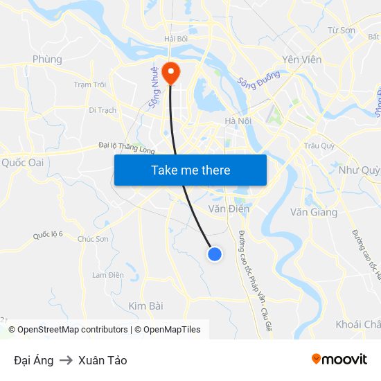 Đại Áng to Xuân Tảo map