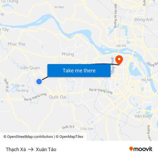 Thạch Xá to Xuân Tảo map