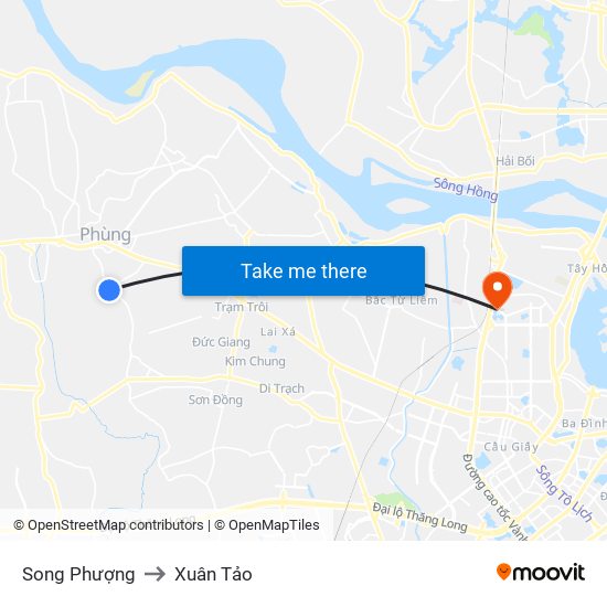 Song Phượng to Xuân Tảo map