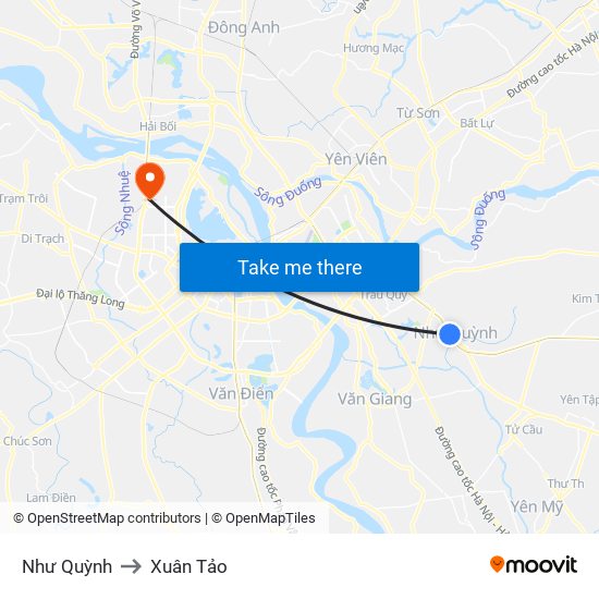 Như Quỳnh to Xuân Tảo map