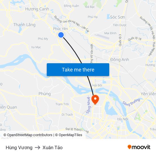 Hùng Vương to Xuân Tảo map