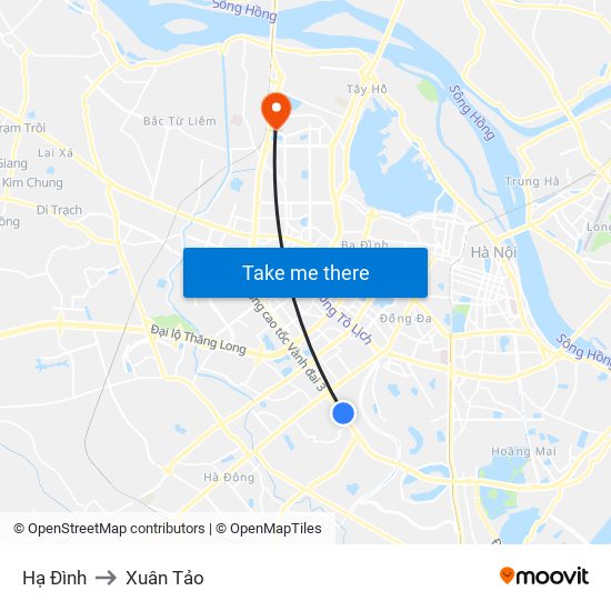 Hạ Đình to Xuân Tảo map