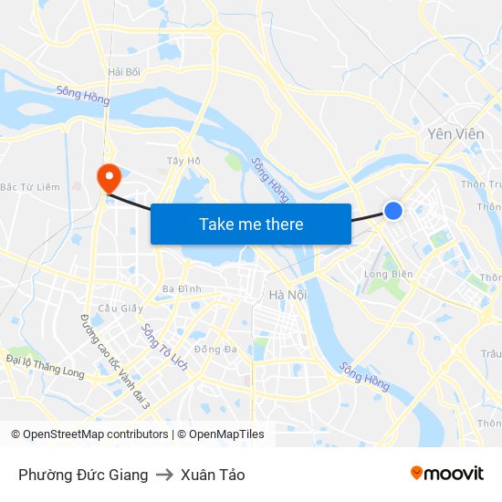 Phường Đức Giang to Xuân Tảo map
