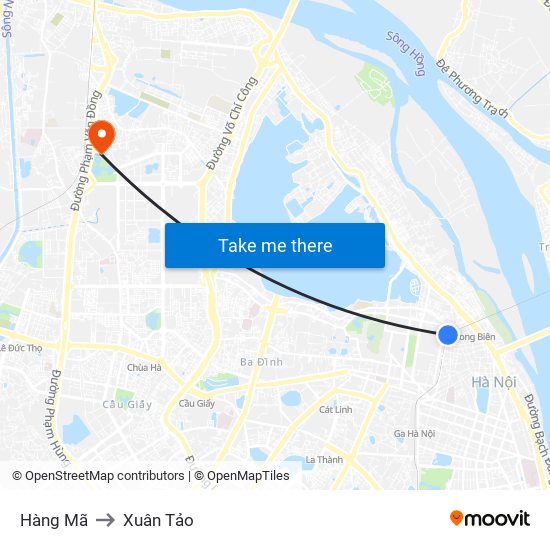 Hàng Mã to Xuân Tảo map