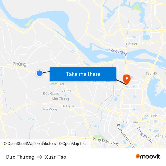 Đức Thượng to Xuân Tảo map