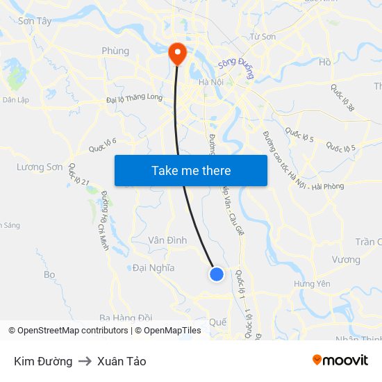 Kim Đường to Xuân Tảo map